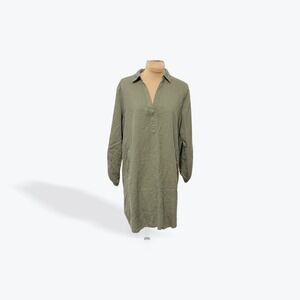 LOFT Outlet Lounge Green Collared Long Sleeve Shirt Dress Size‎ S